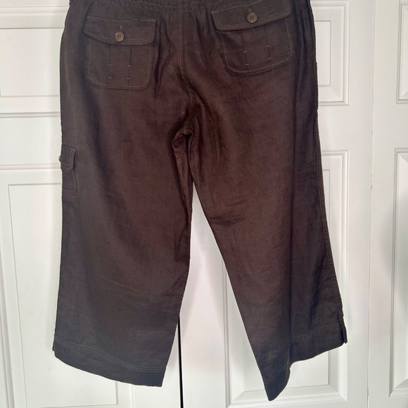 Juicy Couture Chocolate Linen Capri Pants with Tie Waist Size M - Picture 2 of 3